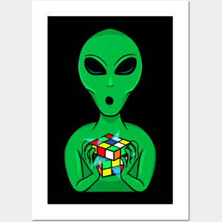 Alien - Rubik's Cube Inspired Design for people who know How to Solve a Rubik's Cube Posters and Art